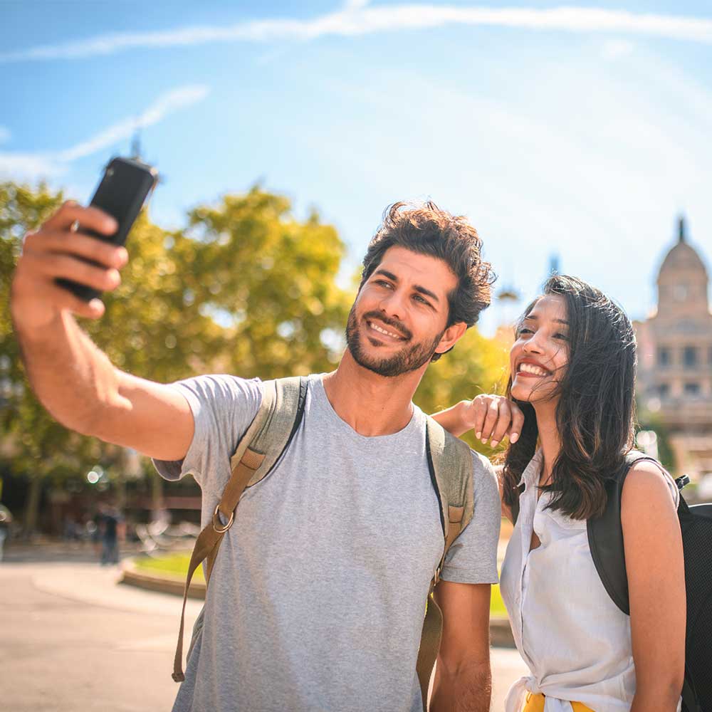 young couple taking a selfie