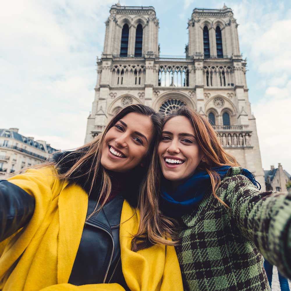 travelers taking a selfie