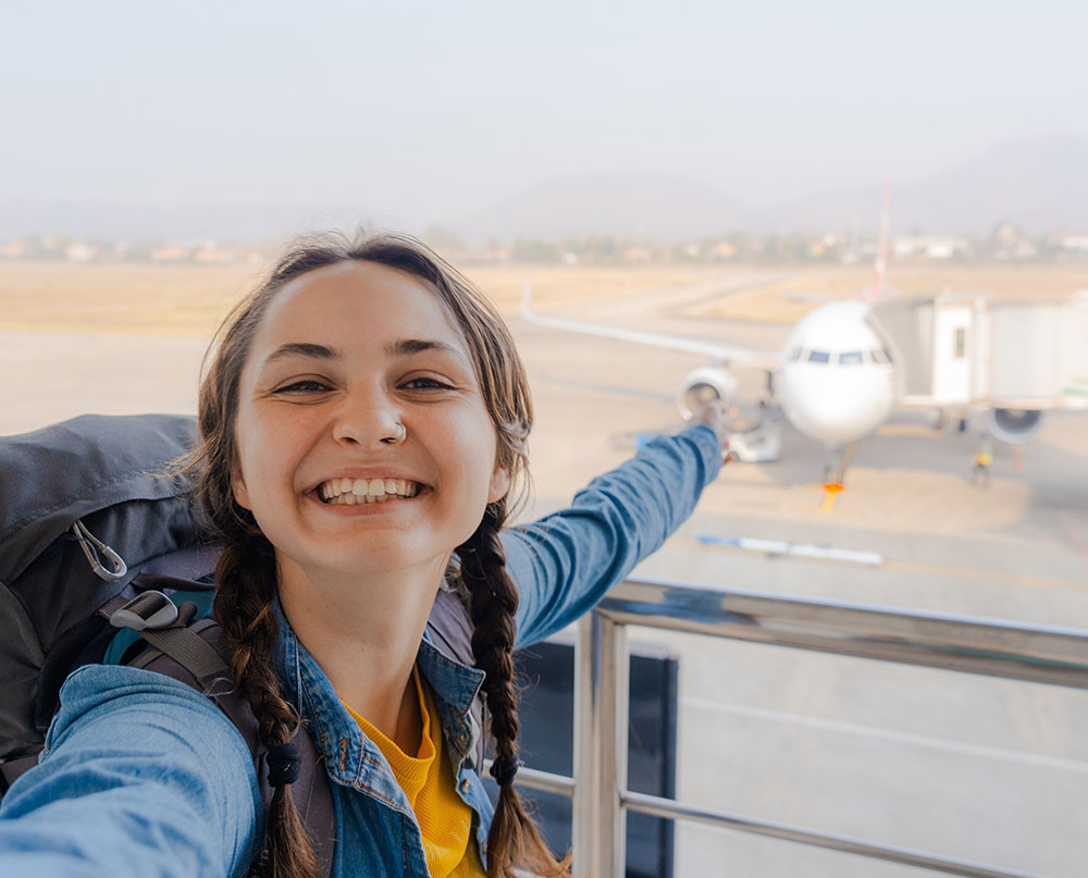 solo traveler at airport